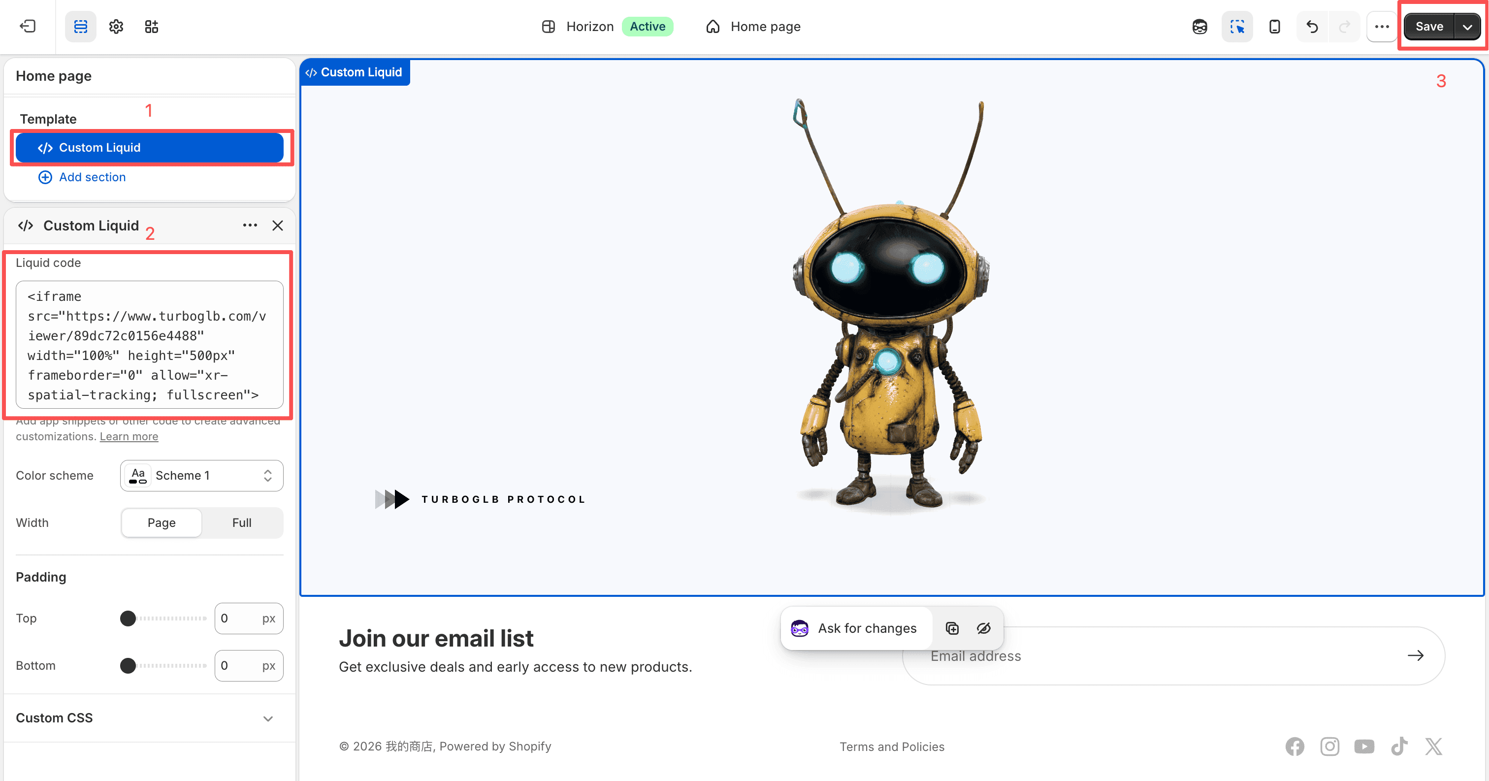 Shopify install steps